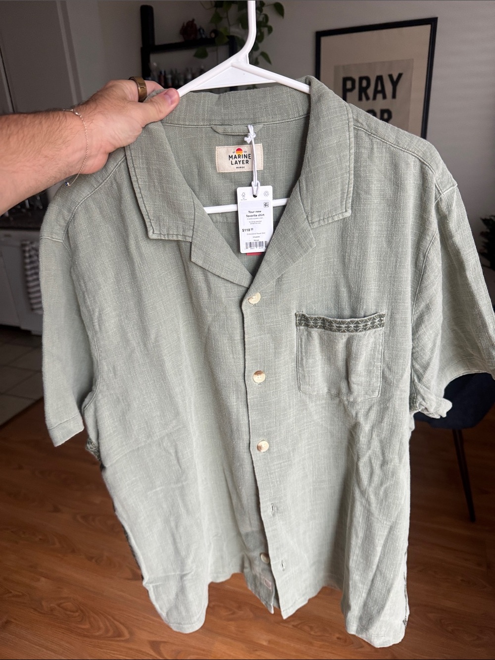 Marine Layer Short-Sleeve Camp Shirt in Sage